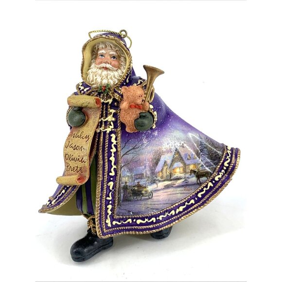 Thomas Kinkade Warm Holiday Cheer Santa Christmas Ornament 4" Vtg - Picture 1 of 6
